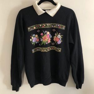 Vintage floral Sweatshirt with collar